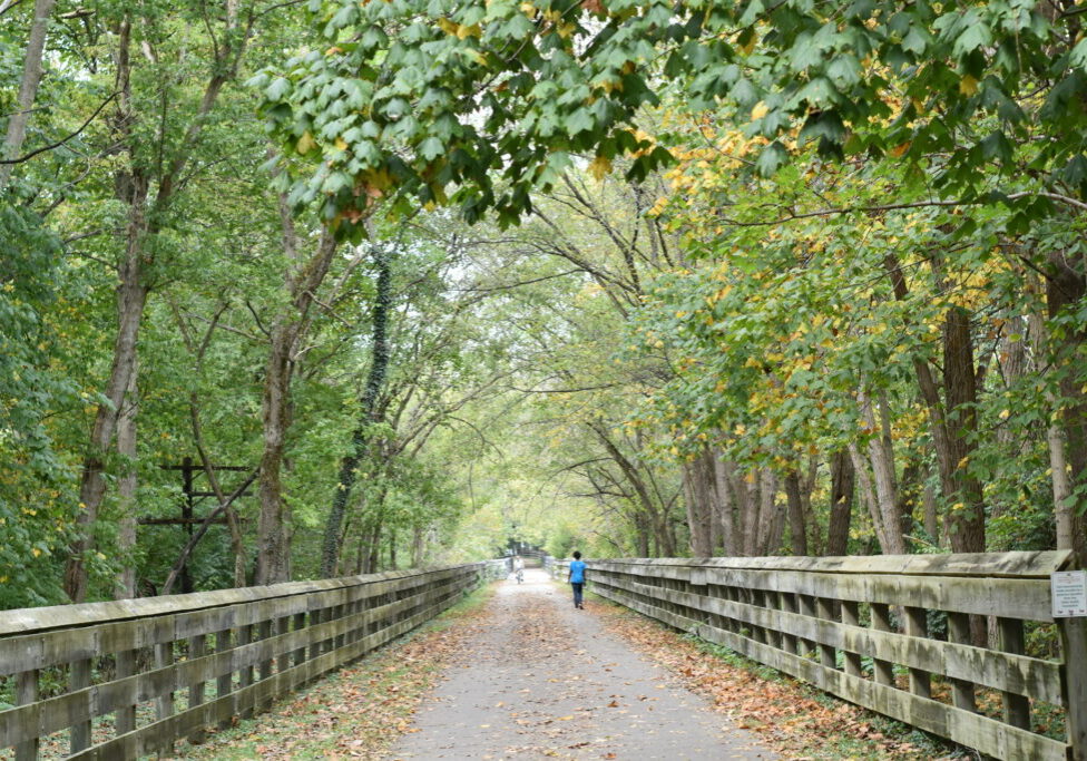 People walking on the Little Miami Scenic Trail in Fall 2021